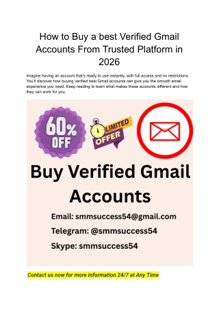 How to Buy a best Verified Gmail Accounts From Trusted Platform in 2026