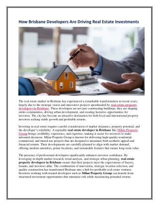 How Brisbane Developers Are Driving Real Estate Investments