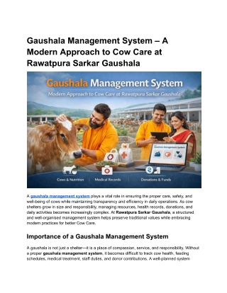 Gaushala Management System - Rawatpura Sarkar Gaushala