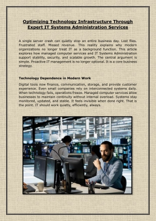 Optimizing Technology Infrastructure Through Expert IT Systems Administration Services