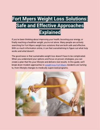 Fort Myers Weight Loss Solutions_ Safe and Effective Approaches Explained