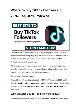Where to Buy TikTok Followers in 2026? Top Sites Reviewed