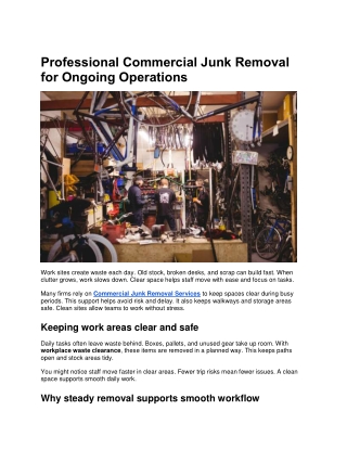 Professional Commercial Junk Removal for Ongoing Operations