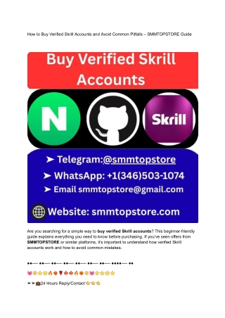 How to Buy Verified Skrill Accounts and Avoid Common Pitfalls – SMMTOPSTORE Guide