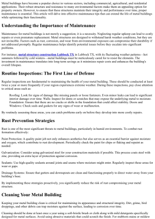 Metal Building Maintenance Tips for Longevity and Performance