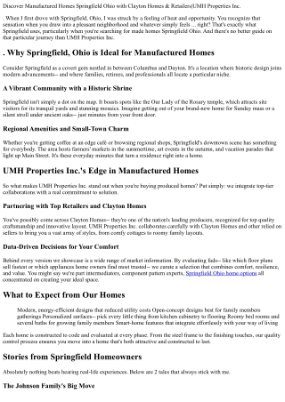 . Discover Manufactured Homes Springfield Ohio with Clayton Homes & Retailers|UM