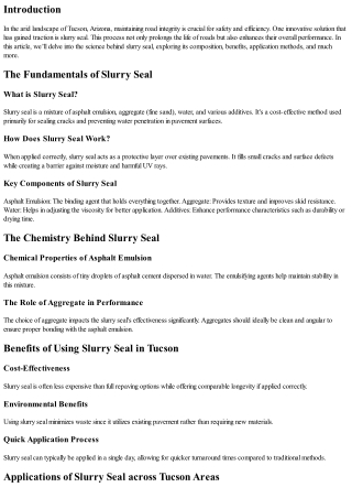 Exploring the Science Behind Slurry Seal in Tucson
