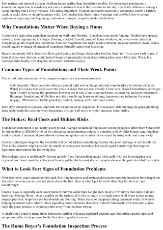 Foundation Inspection Checklist for Home Buyers