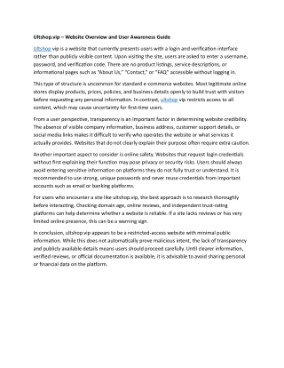 In conclusion, ultshop.vip appears to be a restricted-access website with minima
