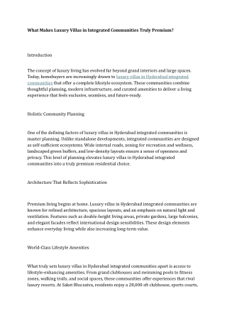 What Makes Luxury Villas in Integrated Communities Truly Premium