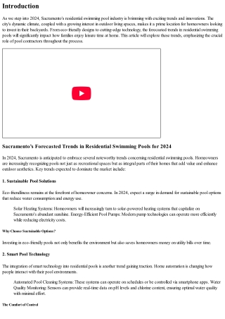 Sacramento’s Forecasted Trends in Residential Swimming Pools for 2024