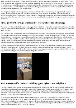 Water Damage Kitchen Repair Vancouver: Restore and Protect