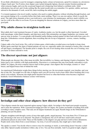 Adult Orthodontics in Calgary: Discreet Options That Work