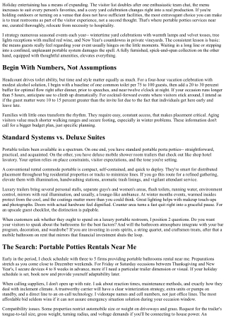 Portable Potties Rentals Near Me: Holiday Occasion Preparation