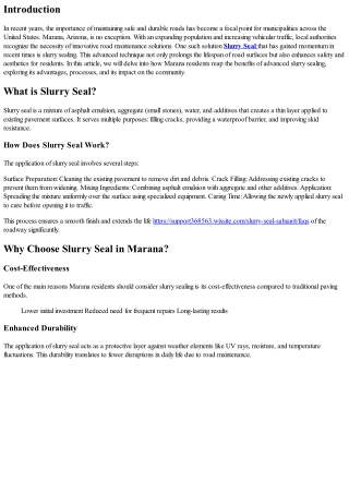 Marana Residents Reap the Benefits of Advanced Slurry Sealing