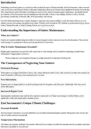 East Sacramento's Ultimate Guide to Preventative Gutter Maintenance Plans