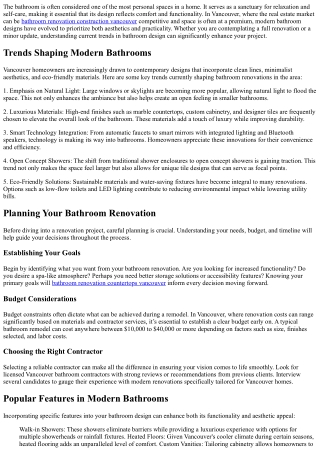 Modern Bathroom Designs for Vancouver Homes