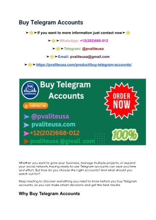 "Best Places to Buy Telegram Accounts – Verified, Bulk & ...