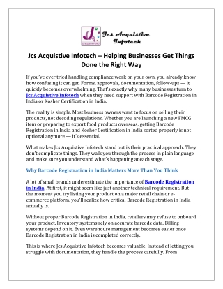 Jcs Acquistive Infotech – Helping Businesses Get Things Done the Right Way