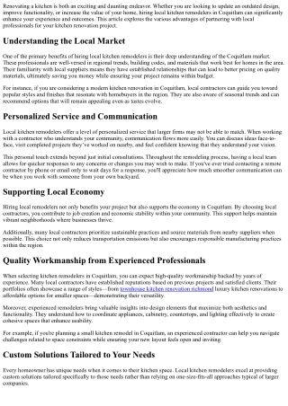 The Benefits of Hiring Local Kitchen Remodelers in Coquitlam