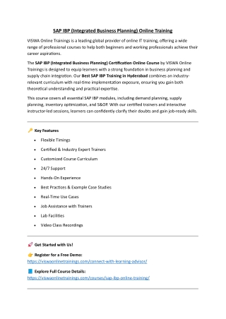 SAP IBP Online Training Real-time support from India
