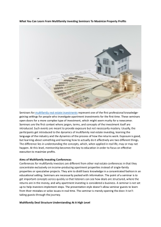 Multifamily Investing Seminars