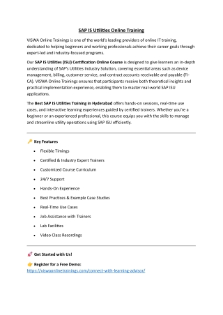 SAP IS Utilities Online Training Real-time support from India