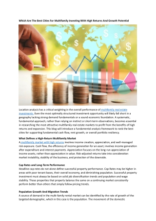 Multifamily Investing With High Returns And Growth Potential