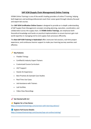 SAP SCM Online Training From Hyderabad India