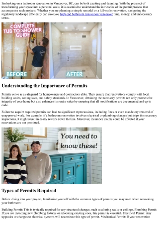 Navigating the Permit Process for Your Bathroom Renovation in Vancouver BC