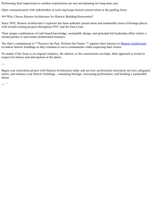 What Does Historic Building Restoration Involve? A Detailed Overview by Henson A