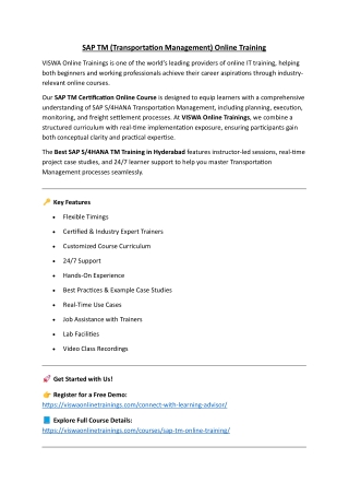 SAP TM Online Training by Real-time Trainer in India