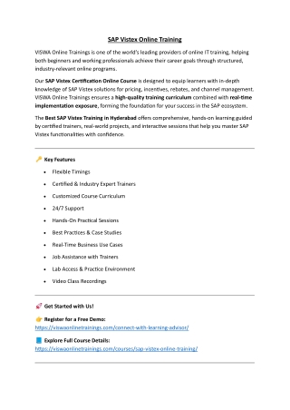 SAP Vistex Course Online Training Classes from India