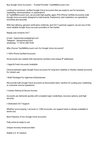 Buy Google Voice Accounts topsmmaccount 2026