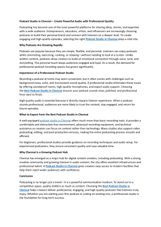 Podcast Studio in Chennai