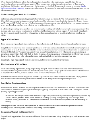 Safety First! Adding Grab Bars To Ensure Accessibility And Security In All Bathr