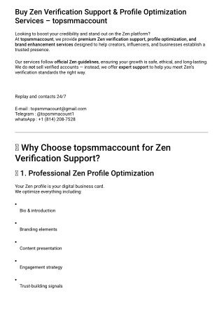 Buy Zen Verified Account topsmmaccount 2026