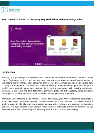 Track Prices and Availability Online with Indian Spices Data Scraping