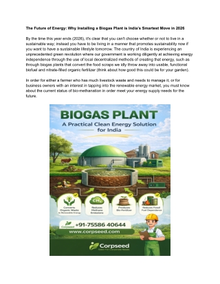 Installing a Biogas Plant is India is smartest move in 2026