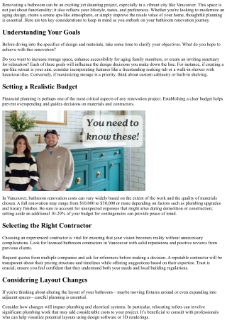 10 Things to Consider Before Your Bathroom Renovation in Vancouver