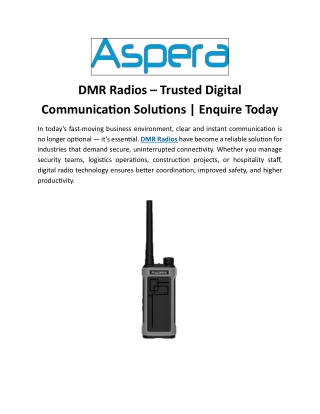 DMR Radios Trusted Digital Communication Solutions Enquire Today