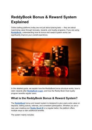 ReddyBook Bonus & Reward System Explained