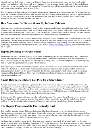 Cabinet Repair Vancouver: Restore Function and Beauty