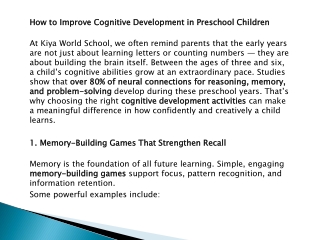 How to Improve Cognitive Development in Preschool Children