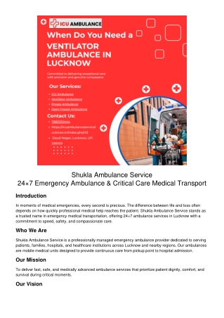 Shukla_Ambulance_Service_Profile