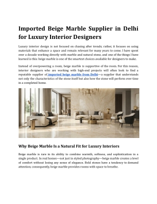 Imported Beige Marble Supplier in Delhi for Luxury Interior Designers