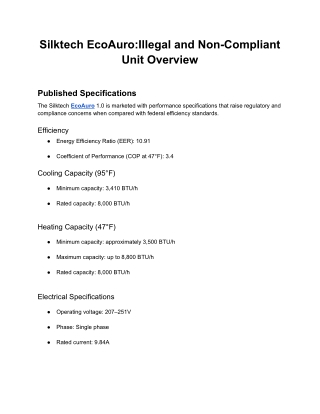Silktech EcoAuro_Illegal and Non-Compliant Unit Overview