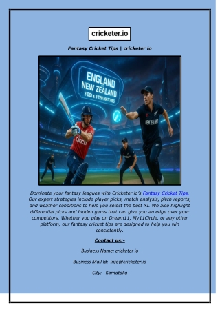 Fantasy Cricket Tips  cricketer io