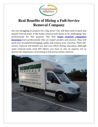 Real Benefits of Hiring a Full-Service Removal Company