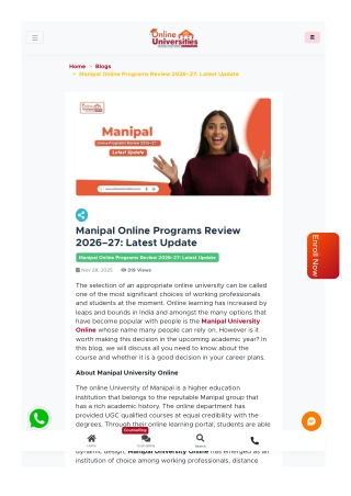 Manipal University Online Programs Review 2026-27: Is It Worth It